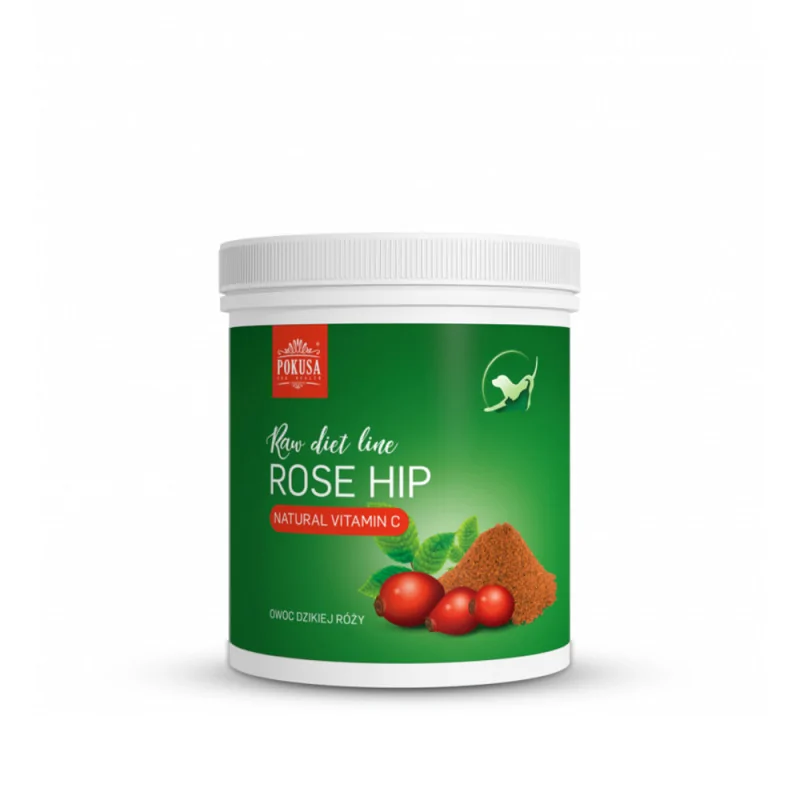 Pokusa RawDietLine Owoc dzikiej róży dla psów i kotów, wzmacnia odporność produkt 200g