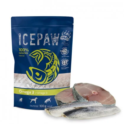 ICEPAW Omega-3 Mokra karma dla psów makrela i śledź wyprodukowany ze świezych ryb produkt 100g