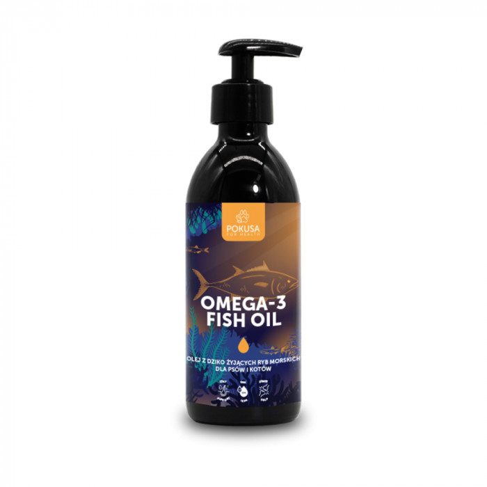 Pokusa Omega-3 Fish Oil Olej z dziko żyjących ryb morskich dla psów i kotów  produkt 250ml