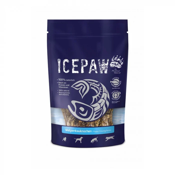 ICEPAW Welpenkauknochen Gryzaki ze skór dla szczeniąt i dorosłych psów 4szt. produkt 250g