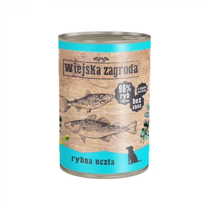 Wiejska Zagroda Rybna uczta Mokra karma dla psów Bez zbóż, bez glutenu 400g