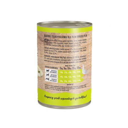Wiejska Zagroda Kaczka z gruszką Mokra karma dla psów Bez GMO produkt 400g