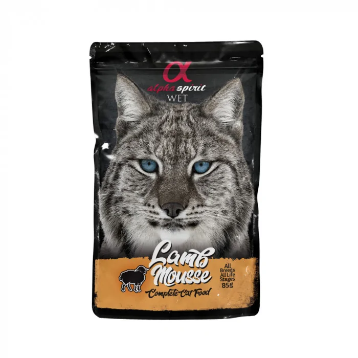 Alpha Spirit Mus z jagnięciny mokra karma dla kotów jedno źródło białka produkt 85g