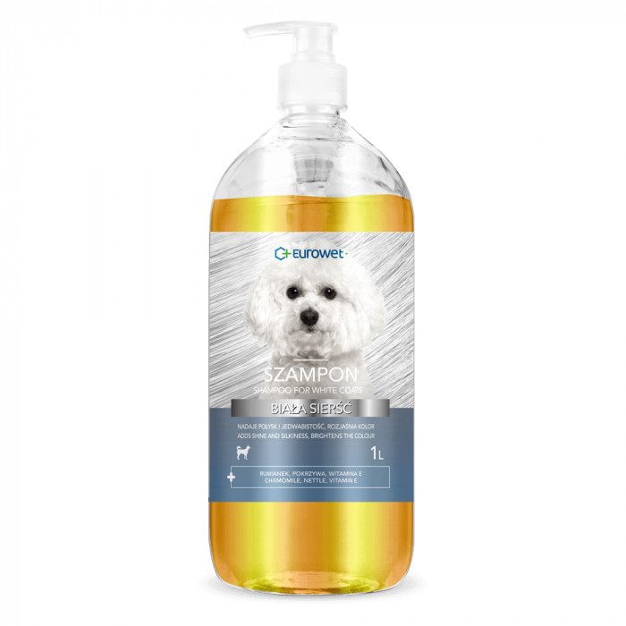 Eurowet Szampon do białej sierści dla psów butelka 1l szampon rozjaśnia kolor