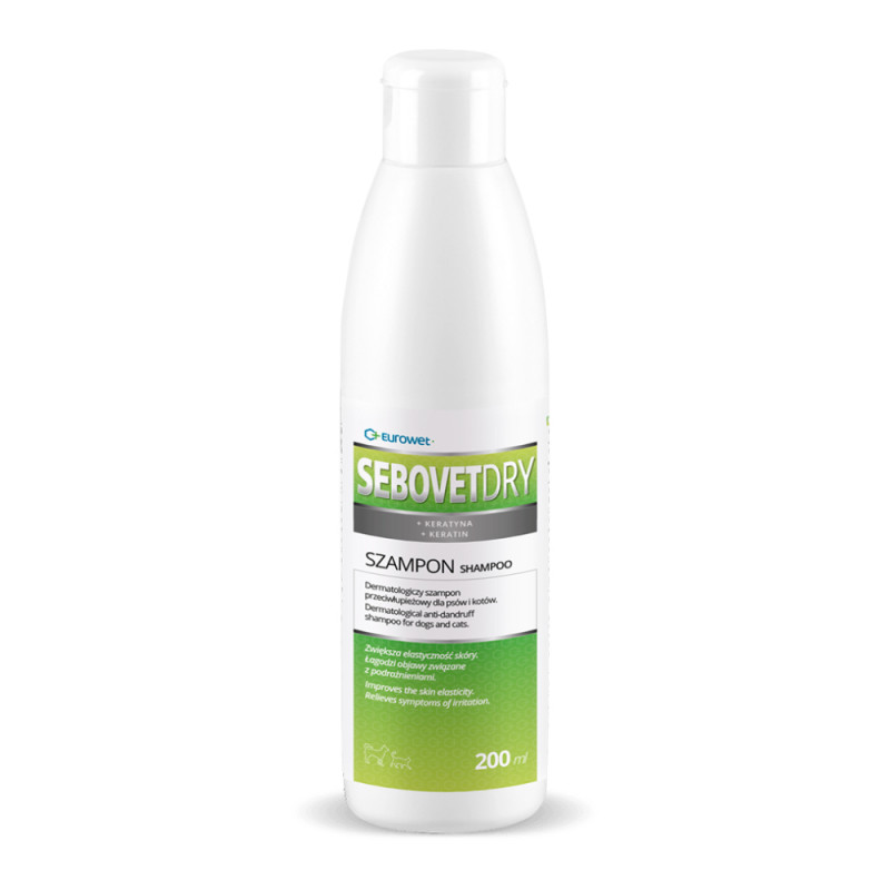 Eurowet Sebovet dry szampon dermatologiczny butelka 200ml przeciwłupieżowy dla psów i kotów