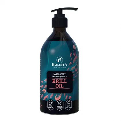 Holista Pets Krill Oil Olej z kryla dla psów i kotów Wygodna aplikacja poprzez pompkę produkty 400ml