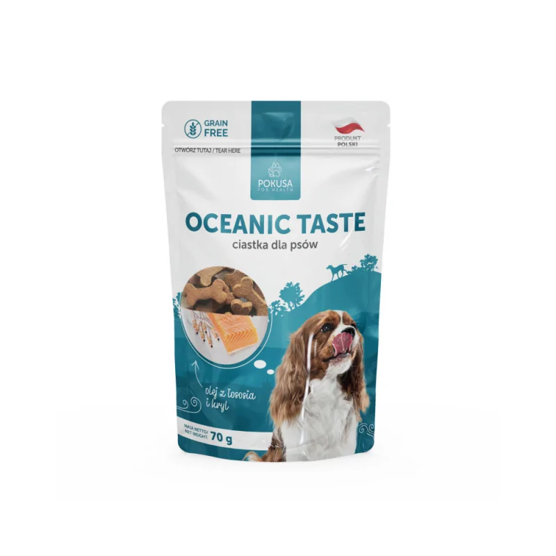 Pokusa Fun&Mniam Ciastka dla psów Oceanic Taste kryl i olej z łososia 100% naturalne produkt 70g