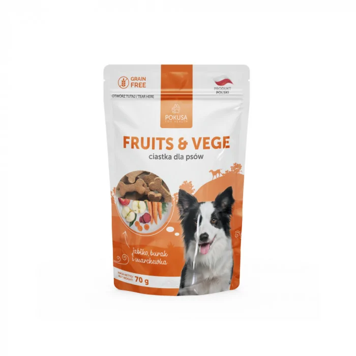 Pokusa Fun&Mniam Ciastka dla psów Fruits&Vege owoce i warzywa100% naturalne produkt 70g