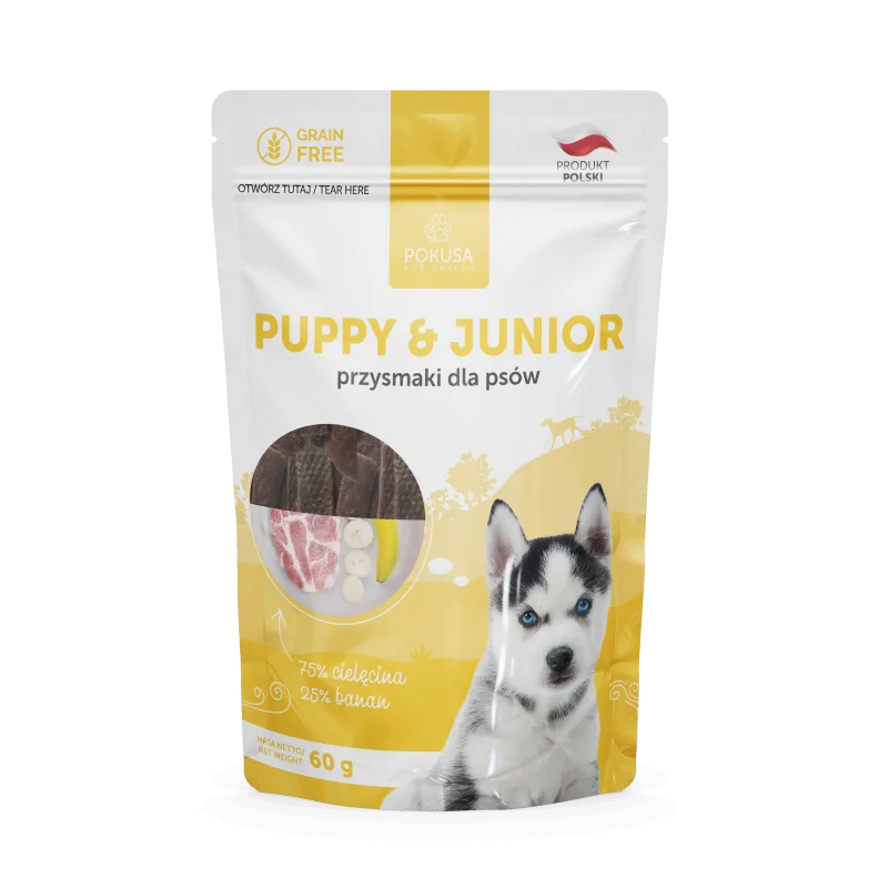 Pokusa Naturalny przysmak Junior&Puppy Cielęcina i banan dla psów 60g