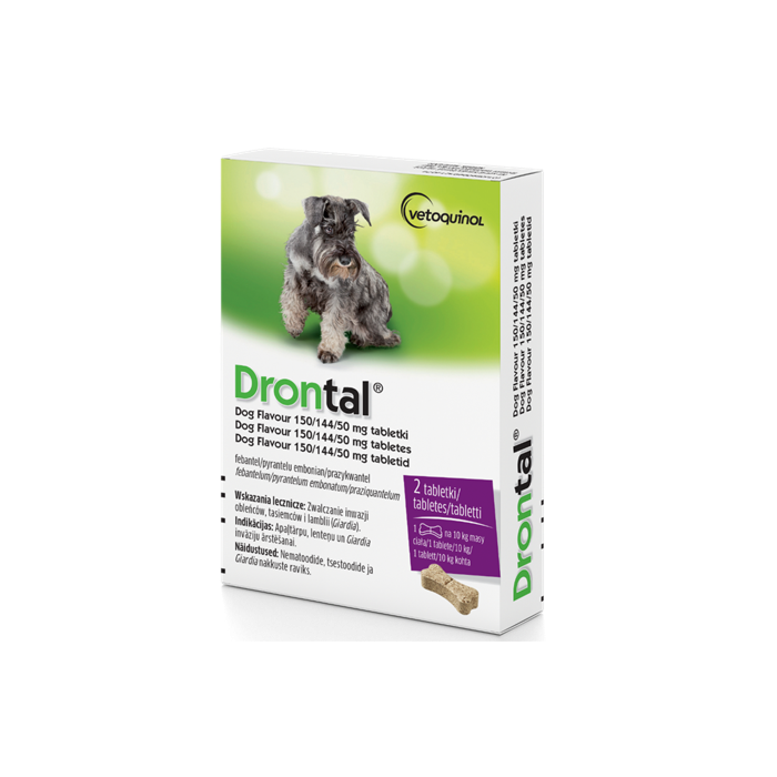 Drontal Dog Flavour tabletki na odrobaczanie dla psa do 20 kg opakowanie zawiera 2 tabletki