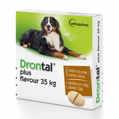 Drontal plus flavour tabletki na odrobaczanie dla psów 17,5-70kg opakowanie zawiera 2 tabletki