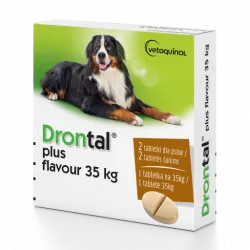 Drontal plus flavour tabletki na odrobaczanie dla psów 17,5-70kg opakowanie zawiera 2 tabletki