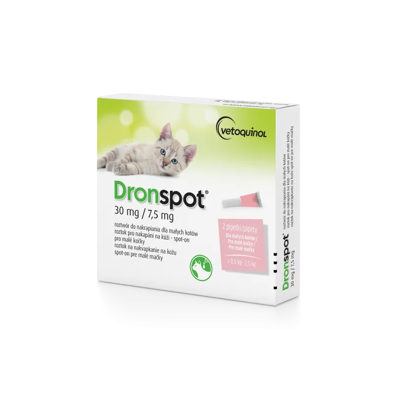 Dronspot krople na odrobaczanie spot-on na kark dla małych kotów od 0,5 kg do 2,5 kg