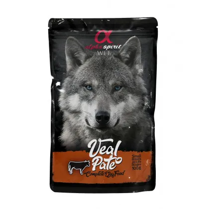 Alpha Spirit Pasztet z cielęciny mokra karma dla psów 100g Alpha Spirit Pasztet z cielęciny mokra karma dla psów jedno źródło białka produkt 100g