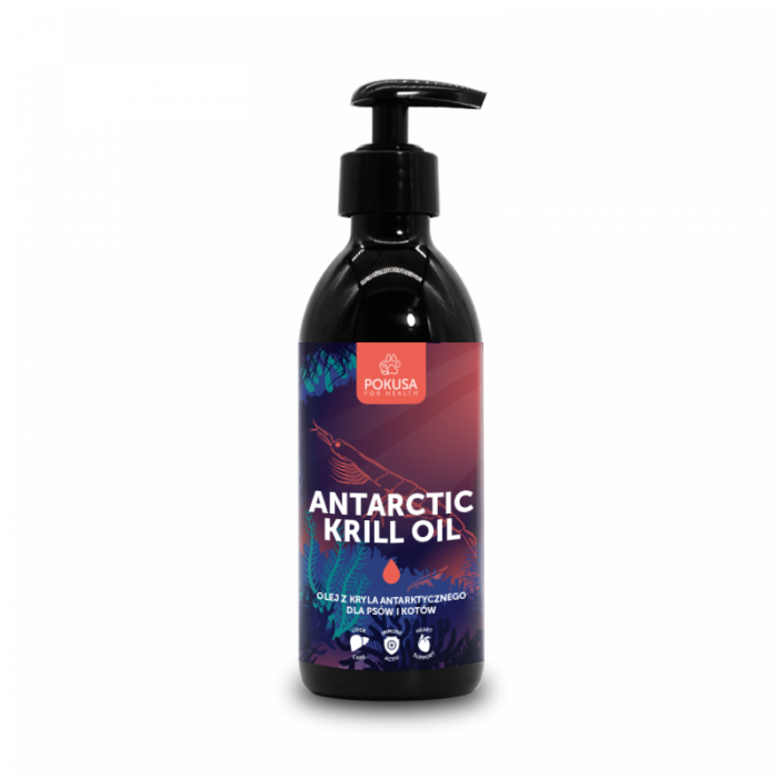 Pokusa Antarctic Krill Oil Olej z Kryla Antarktycznego dla psów i kotów produkt  250ml