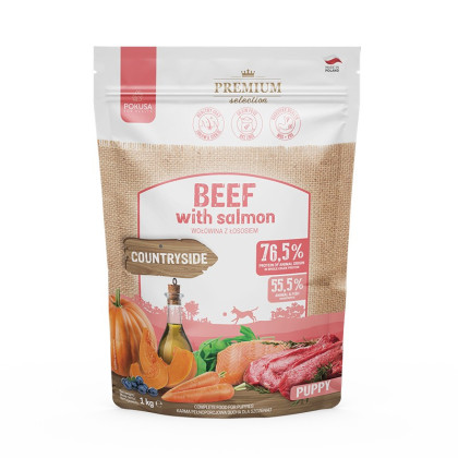 Pokusa Premium Selection sucha karma dla szczeniąt wołowina z łososiem produkt 1 kg