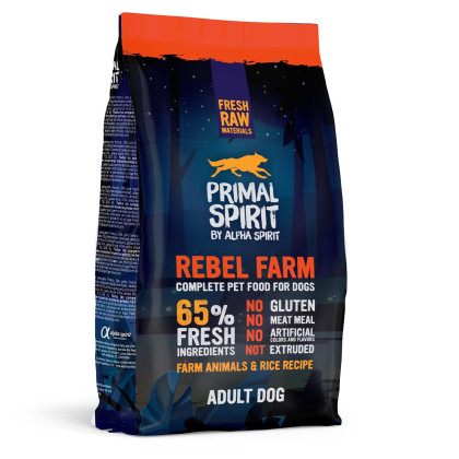 Primal Spirit 65% Rebel Farm Sucha karma dla psów Tłuszcze pochodzenia zwierzęcego i z ryb produkt  1kg