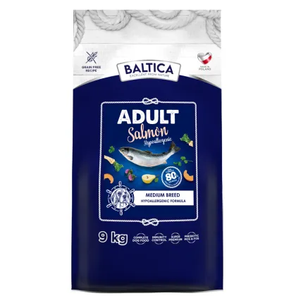 Baltica Adult Salmon karma z łososiem dla psów dorosłych ras średnich 9 kg Baltica Salmon karma z łososiem dla psów dorosłych ras średnich hipoalergiczna 9 kg