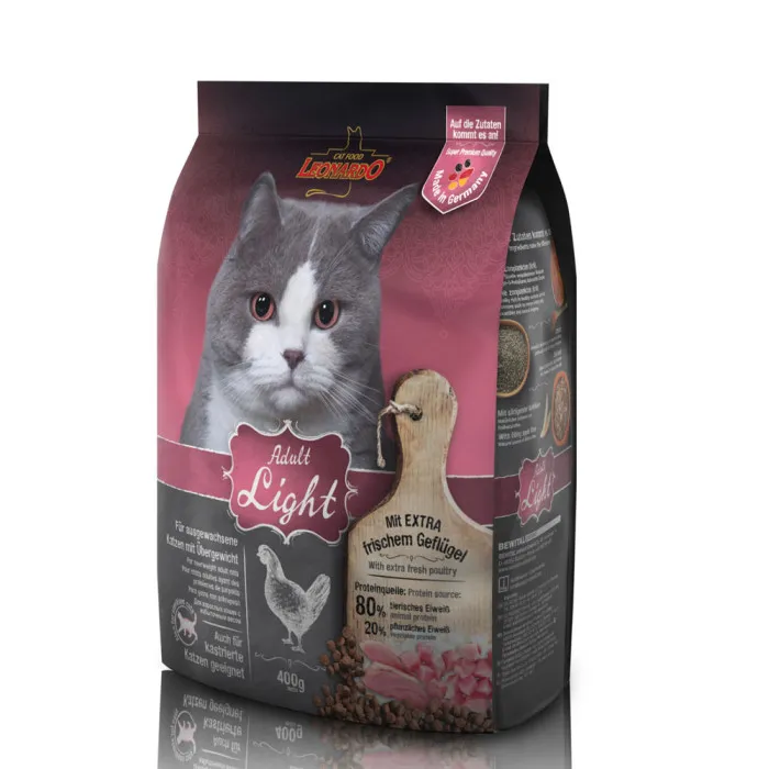 Leonardo Adult Light karma sucha dla kot贸w z nadwag膮 Spe艂nia wymagania bez przeci膮偶ania produkt 400g