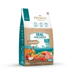 Pokusa Premium Selection karma sucha o smaku cielęciny z łososiem przeznaczona dla psów dorosłych produkt 12 kg
