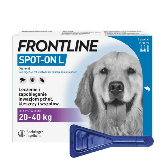 Frontline Spot-On L krople 3 pipety przeciwko pchłom i kleszczom dla psów 20-40 kg