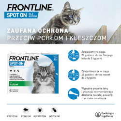 Frontline Spot-On dla kotów krople 3 pipety przeciwko pchłom i kleszczom
