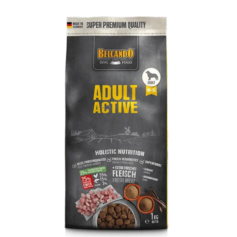 Belcando Adult Active sucha karma worek 1 kg dla psów aktywnych ras średnich i dużych