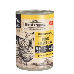 Wiejska Zagroda Indyk z jagnięciną Mokra karma dla psów Bez zbóż, bez glutenu produkt 400g