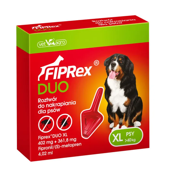 Fiprex Duo Pies Rozmiar XL Krople do zwalczania pcheł, kleszczy, wszoł 1 pipeta