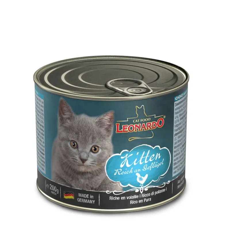Leonardo Quality Selection Kitten Mokra karma dla koci膮t z drobiem i dawk膮 oleju z 艂ososia produkt 400g