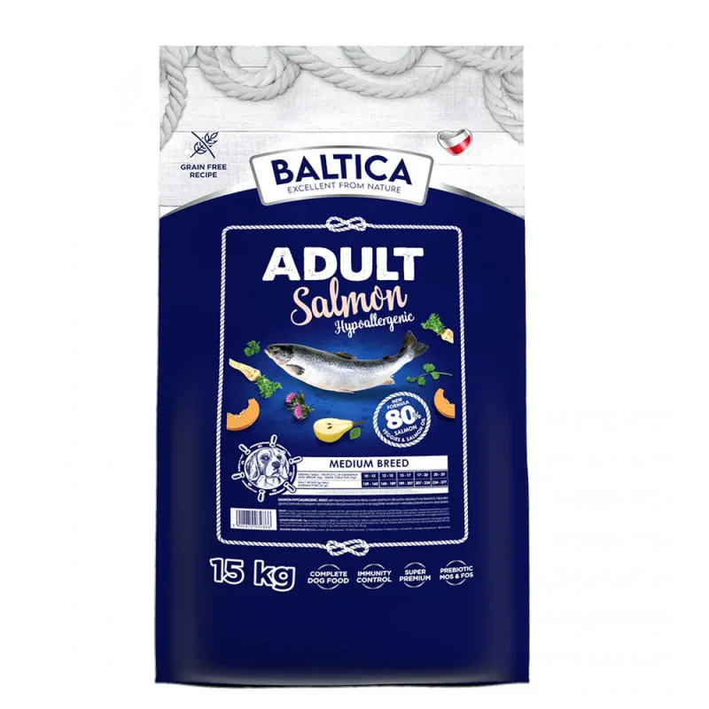 Baltica Adult Salmon karma z łososiem dla psów dorosłych ras średnich 15 kg