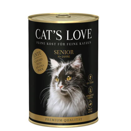Cat's Love Senior mokra karma dla kotów kaczka z olejem z krokosza i lubczykiem 400g