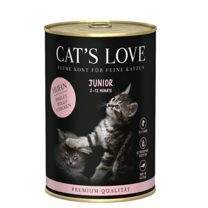 Cat's Love Junior mokra karma dla kotów kurczak z algami i olejem z krokosza 400g