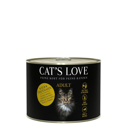 Cat's Love mokra karma dla kotów cielęcina i indyk z olejem lnianym i kocimiętką 200g