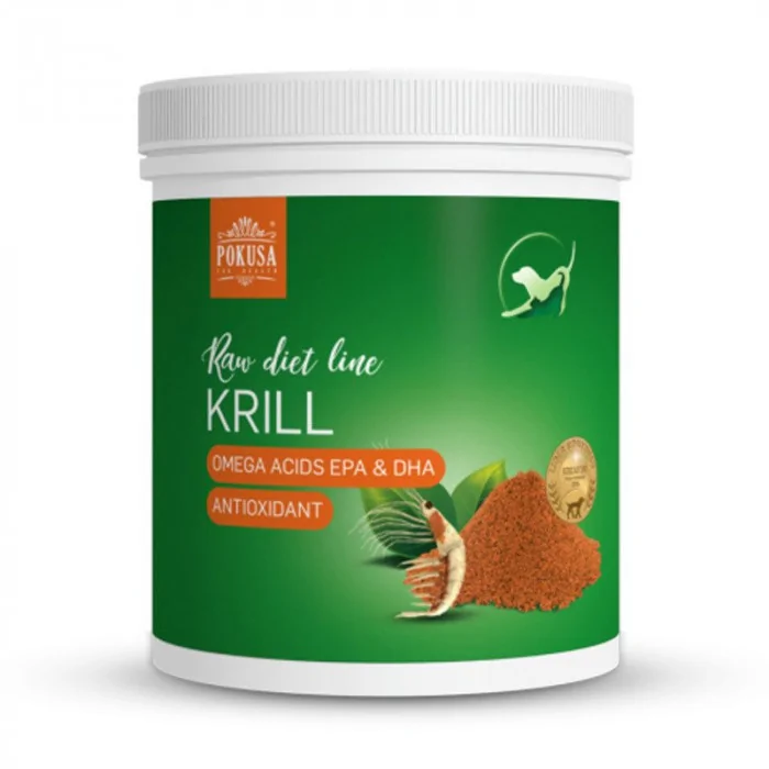 Pokusa RawDietLine Krill kryl dla psów i kotów proszek ,Źródło kwasów omega produkt 150g
