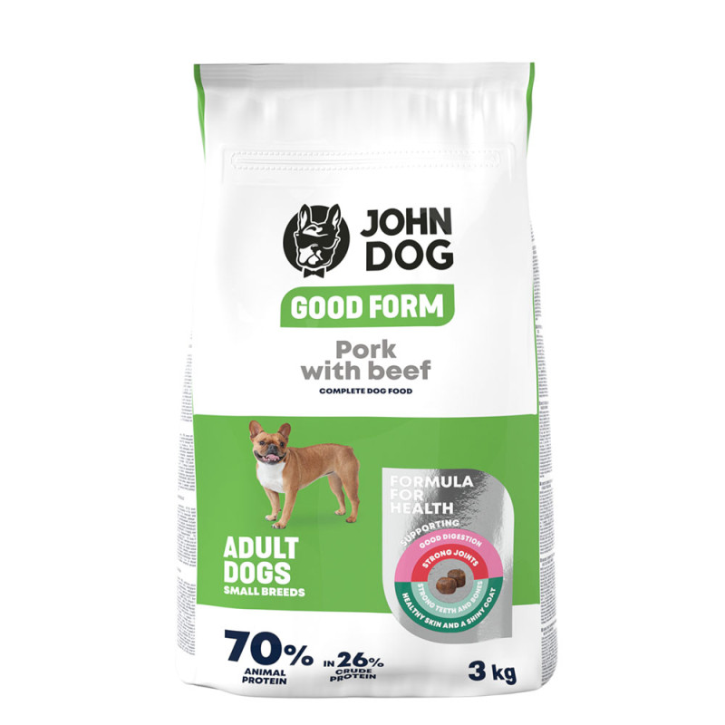 John Dog Good Form Mini Adult sucha karma dla psów małych ras Wieprzowina z Wołowiną 3 kg