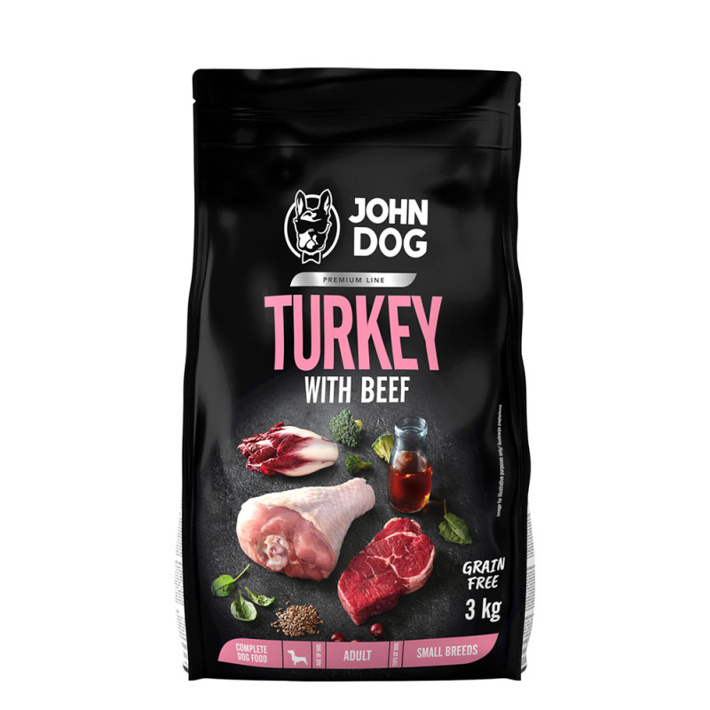 John Dog Premium Line Sucha Karma Dla Psów Indyk z Wołowiną 3kg małe rasy