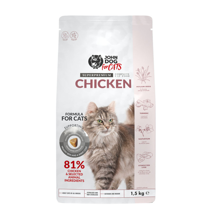 John Dog dla kota sucha karma Kurczak 1,5kg