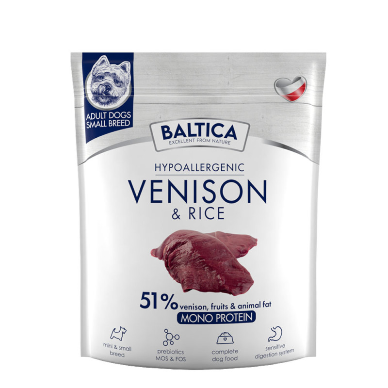 Baltica Adult Venison & Rice karma z dziczyzną dla psów dorosłych ras małych 1kg