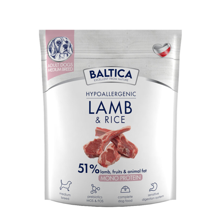 Baltica Adult Lamb & Rice karma z jagnięciną dla psów dorosłych ras średnich 1kg