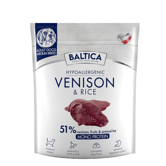 Baltica Adult Venison & Rice karma z dziczyzną dla psów dorosłych ras średnich 1kg