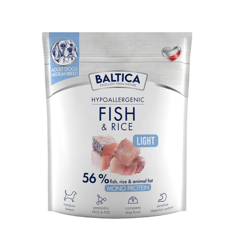 Baltica Adult Fish & Rice Light karma z rybą dla psów dorosłych ras średnich 1kg