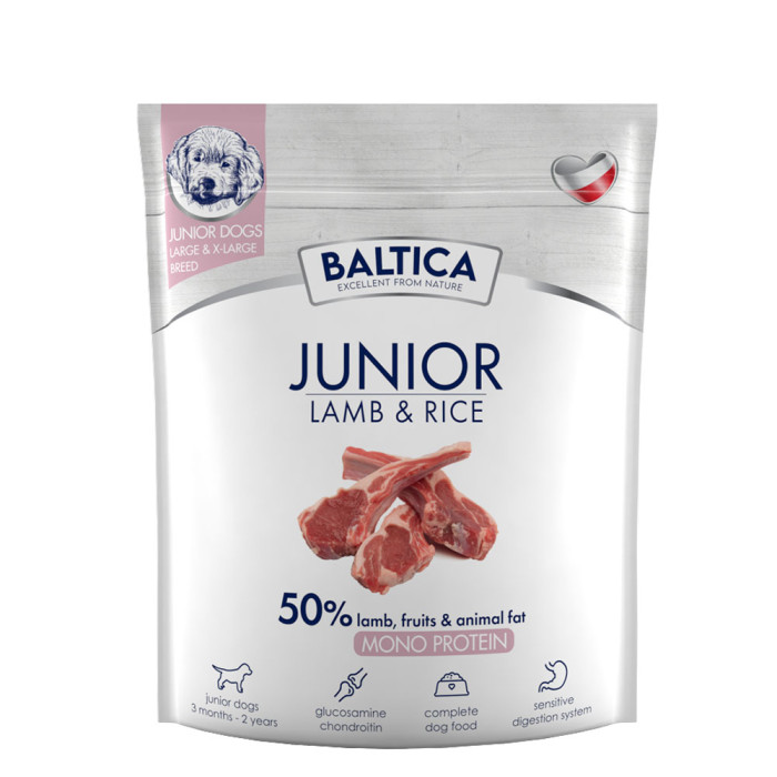 Baltica Junior Lamb & Rice karma z jagnięciną dla szczeniąt ras dużych 1kg