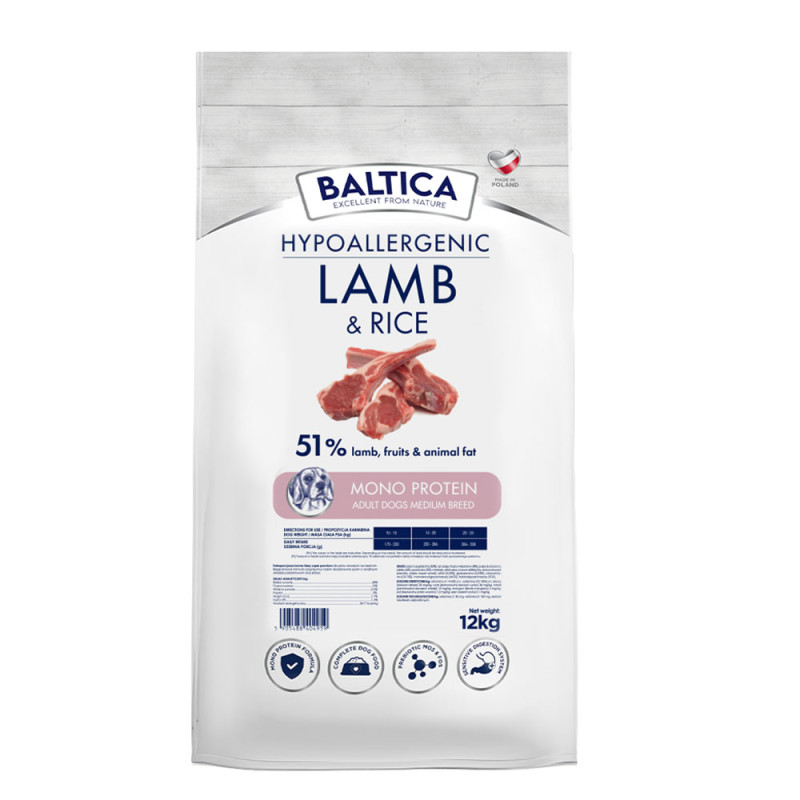Baltica Adult Lamb & Rice karma z jagnięciną dla psów dorosłych ras średnich 12kg