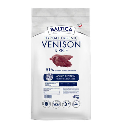 Baltica Adult Venison & Rice karma z dziczyzną dla psów dorosłych ras średnich 12kg
