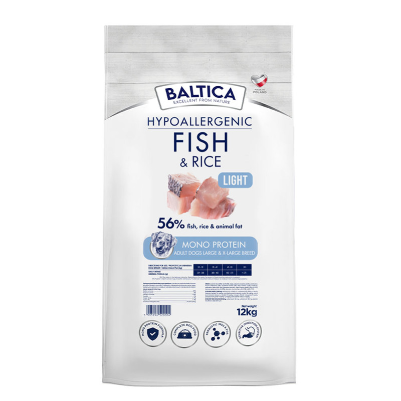 Baltica Adult Fish & Rice Light karma z rybą dla psów dorosłych ras dużych 12kg