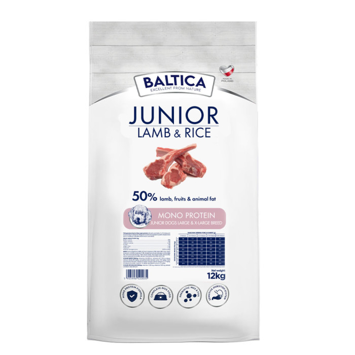 Baltica Junior Lamb & Rice karma z jagnięciną dla szczeniąt ras dużych 12kg