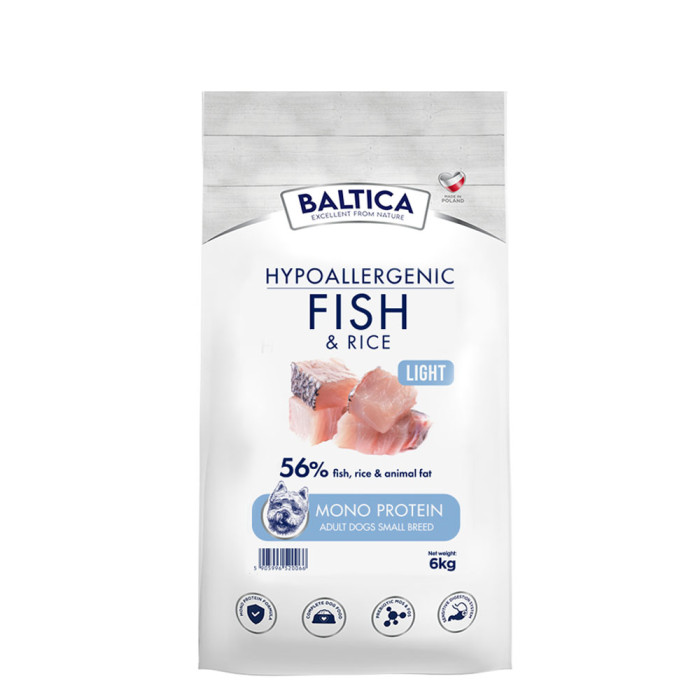 Baltica Adult Fish & Rice Light karma z rybą dla psów dorosłych ras małych 6kg