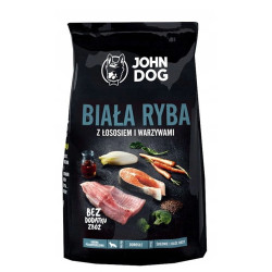 John Dog Premium Line Sucha Karma Dla Psów Biała Ryba z Łososiem 3kg rasy średnie i duże