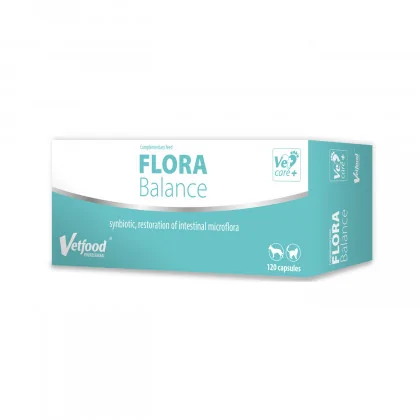 Vetfood Flora Balance Synbiotyk na biegunkę dla psów i kotów 120 kapsułek